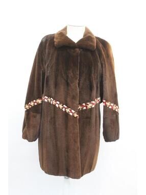 Excellent Sheared Dark Ranch Mink Fur Coat Jacket Women Woman Size 6-8 W/Design